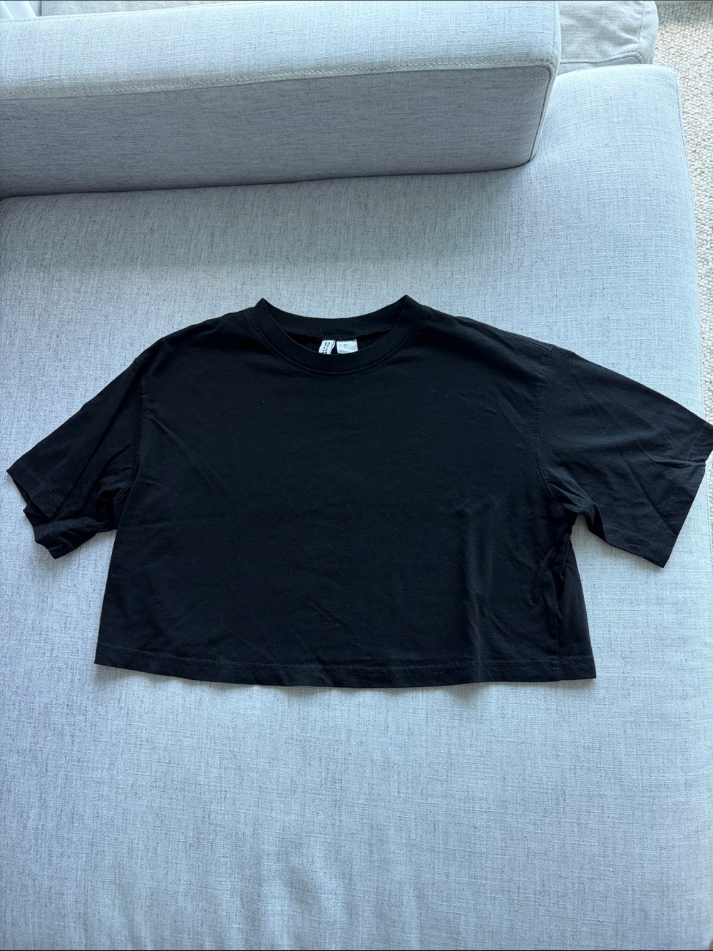 H&M Black Cropped Tee - Short Sleeve Crew